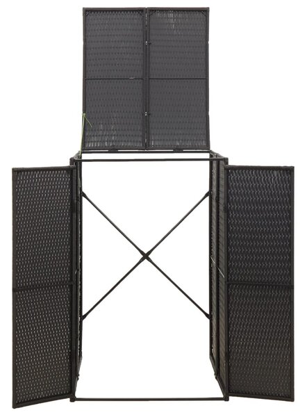 Fekete polyrattan kerekes kukatároló fészer 70 x 80 x 117 cm