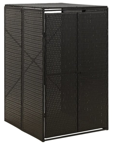Fekete polyrattan kerekes kukatároló fészer 70 x 80 x 117 cm