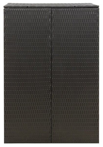 Fekete polyrattan kerekes kukatároló fészer 70 x 80 x 117 cm