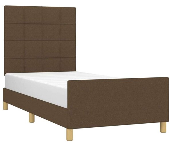 VidaXL sötétbarna szövet ágykeret fejtámlával 90 x 200 cm