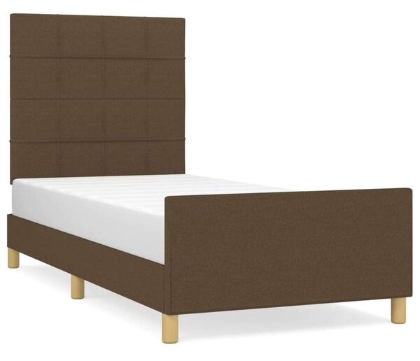 VidaXL sötétbarna szövet ágykeret fejtámlával 90 x 200 cm