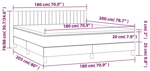 Bársony Ágy LED-del - 180x200 cm Matraccal