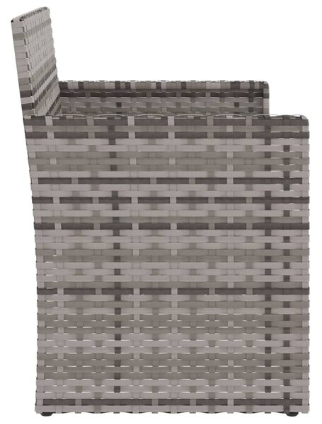 Szürke polyrattan kerti pad párnákkal 105 cm