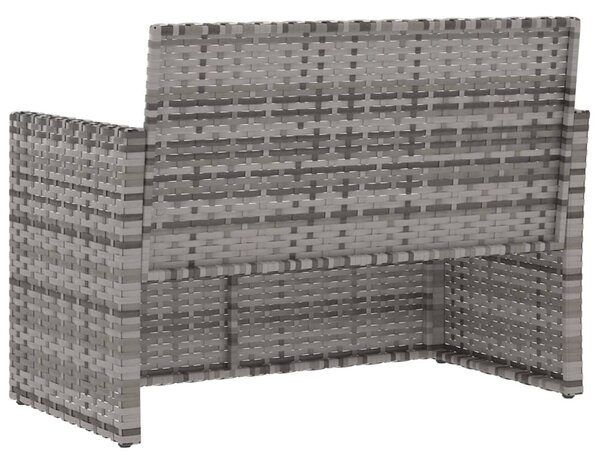 Szürke polyrattan kerti pad párnákkal 105 cm