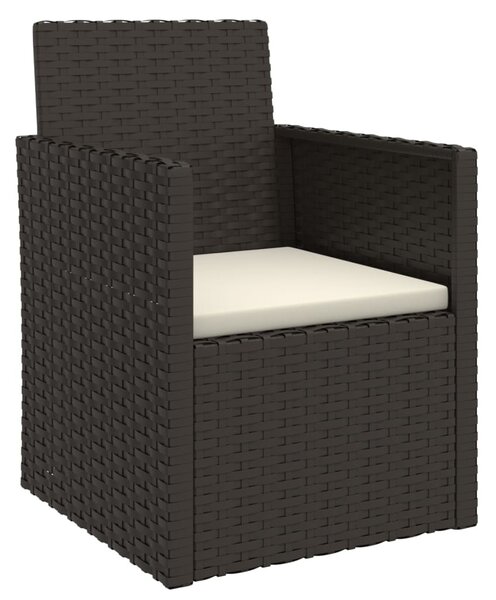 Fekete polyrattan kerti fotel párnával