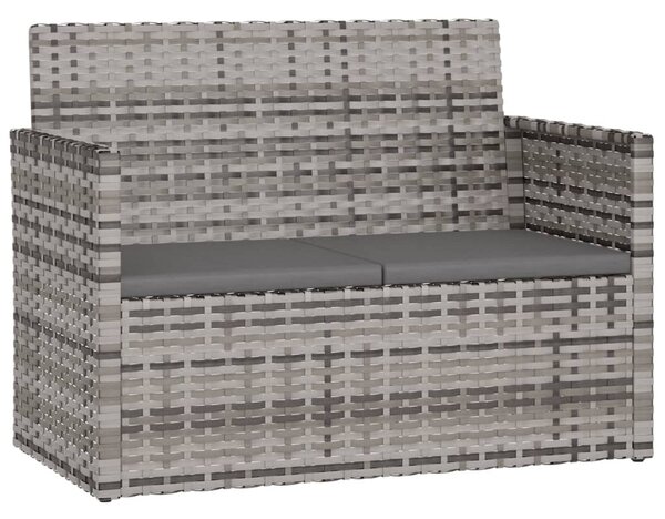 Szürke polyrattan kerti pad párnákkal 105 cm