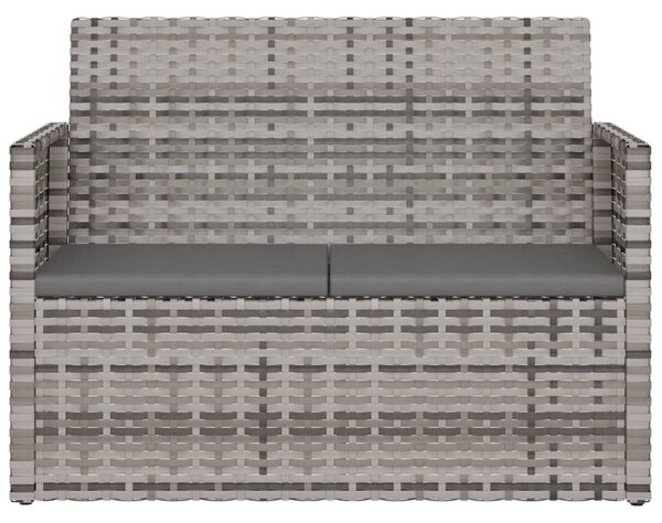 Szürke polyrattan kerti pad párnákkal 105 cm