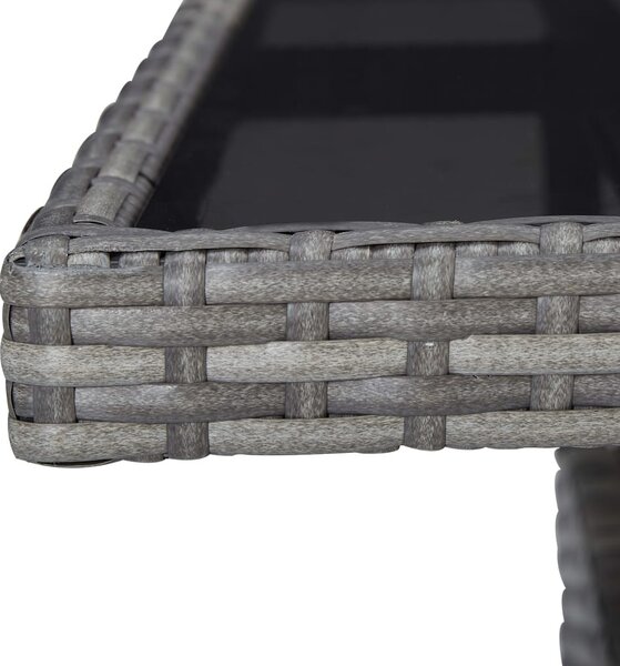 3 részes szürke polyrattan és üveg kerti étkezőgarnitúra