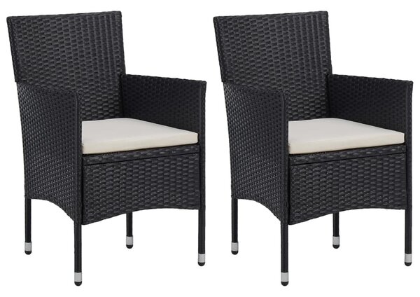 3 részes fekete polyrattan és akácfa kerti étkezőgarnitúra