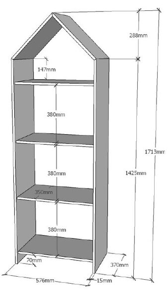 Casami fehér házikó könyvespolc, 57 x 171 cm - Vipack