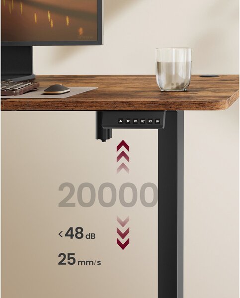 Magasságállítható elektromos íróasztal memóriafunkcióval 180 x 80 cm, vintage barna