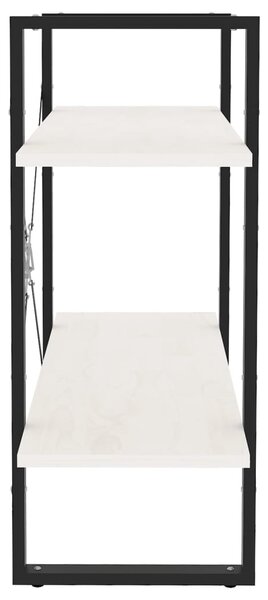 Kétszintes fehér tömör fenyőfa könyvszekrény 80 x 30 x 70 cm