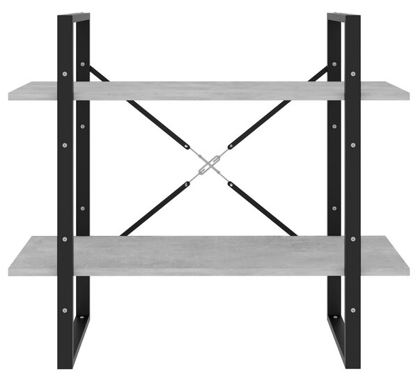 2-szintes betonszürke szerelt fa könyvszekrény 80 x 30 x 70 cm
