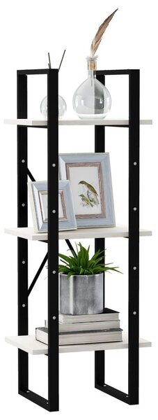 3-szintes fehér tömör fenyőfa könyvszekrény 40 x 30 x 105 cm