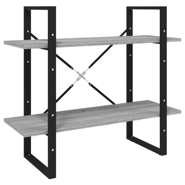 2-szintes szürke sonoma színű fa könyvszekrény 80x30x70 cm