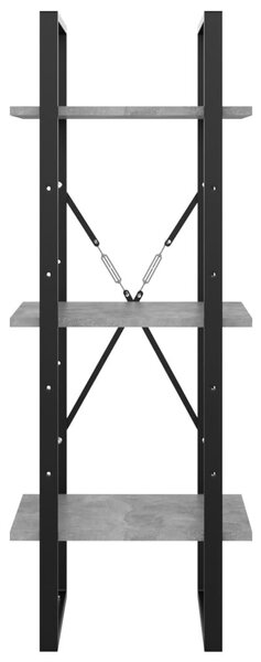 3-szintes betonszürke szerelt fa könyvszekrény 40 x 30 x 105 cm