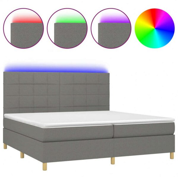 VidaXL LED-es Ágy - 200x200 cm - Sötétszürke