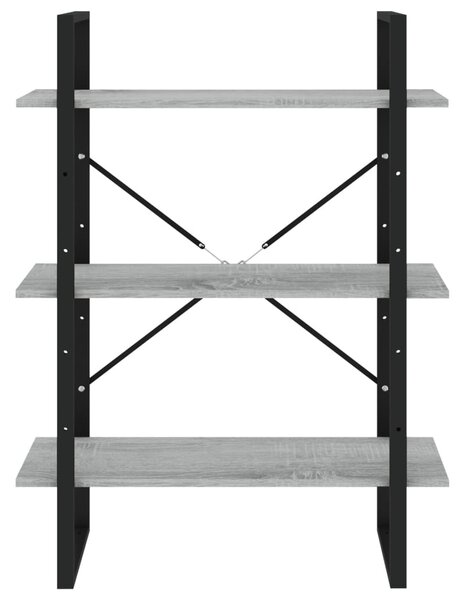 5 szintes szürke sonoma szerelt fa könyvszekrény 80x30x175 cm
