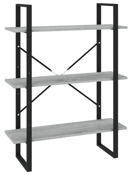 5 szintes szürke sonoma szerelt fa könyvszekrény 80x30x175 cm