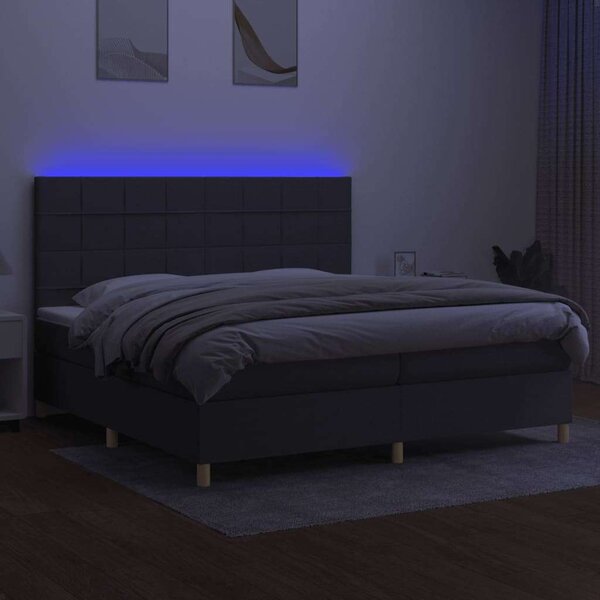 VidaXL LED-es Ágy - 200x200 cm - Sötétszürke