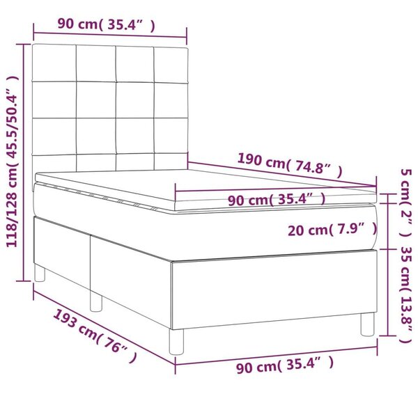 VidaXL Fekete Ágy Matraccal - 90x190 cm