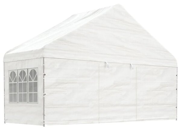 Fehér polietilén pavilon tetővel 17,84 x 5,88 x 3,75 m