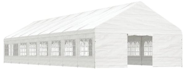 Fehér polietilén pavilon tetővel 17,84 x 5,88 x 3,75 m