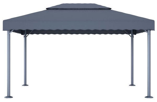 Antracitszürke alumíniumpavilon LED fényfüzérrel 400 x 300 cm
