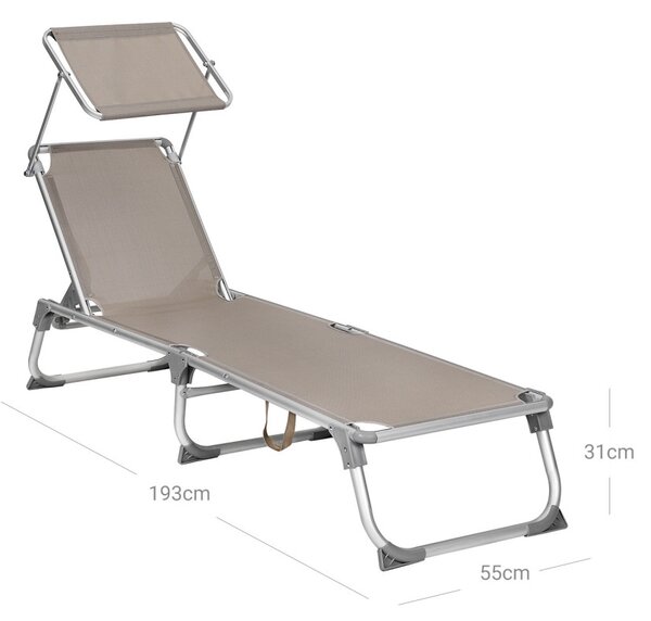 SONGMICS Premium Napozóágy Árnyékolóval Alumínium Taupe
