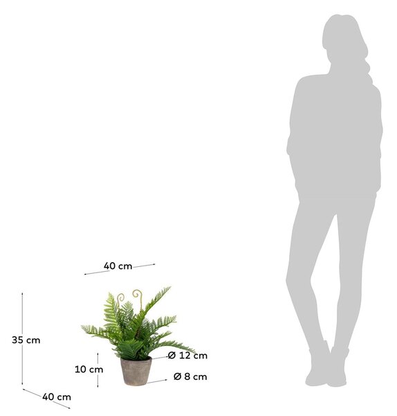 Művirág cement virágcserépben, magasság 35 cm - Kave Home