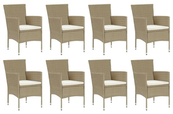 9 részes bézs polyrattan kerti étkezőgarnitúra párnákkal