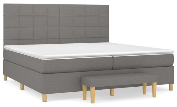VidaXL sötétszürke szövet rugós ágy matraccal 200 x 200 cm