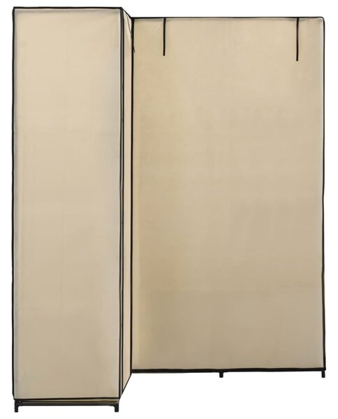 Krémszínű sarok ruhásszekrény 130 x 87 x 169 cm