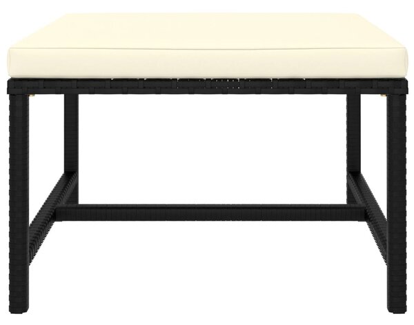 10 részes fekete polyrattan kerti bútorszett párnákkal