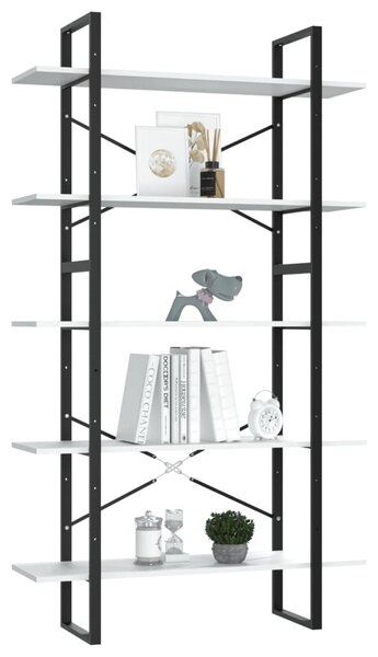 5 szintes fehér szerelt fa könyvszekrény 100 x 30 x 175 cm