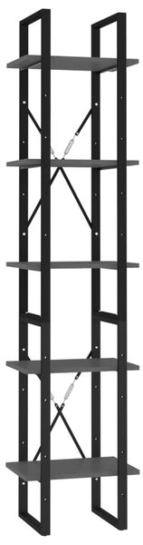 5 szintes szürke szerelt fa könyvszekrény 40 x 30 x 175 cm