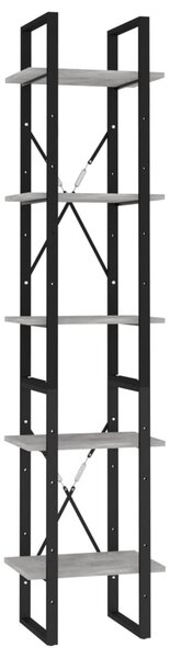 5 szintes betonszürke szerelt fa könyvszekrény 40 x 30 x 175 cm
