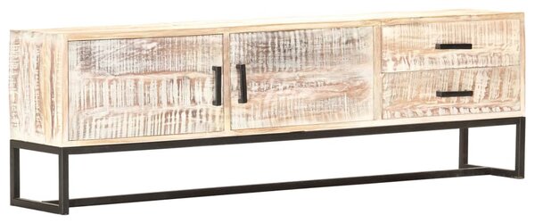 Fehér tömör akácfa TV-szekrény 140 x 30 x 45 cm