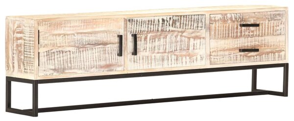 Fehér tömör akácfa TV-szekrény 140 x 30 x 45 cm