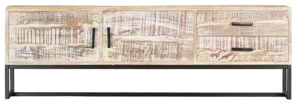 Fehér tömör akácfa TV-szekrény 140 x 30 x 45 cm