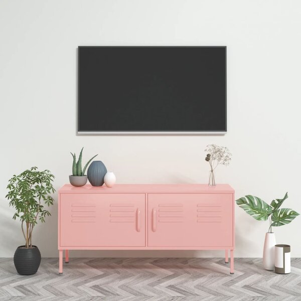 Rózsaszín acél TV-szekrény 105 x 35 x 50 cm