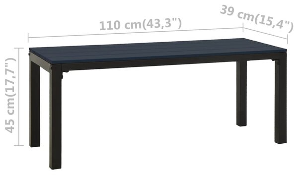 VidaXL fekete acél és WPC kerti pad 110 cm