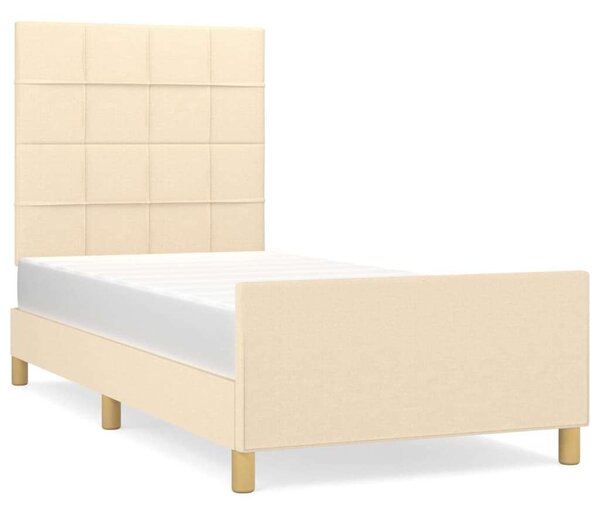 VidaXL Krémszínű Ágykeret Fejtámlával - 90x200 cm