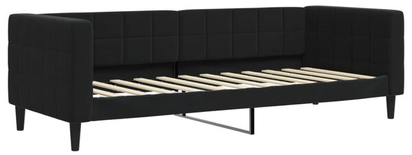 Fekete kihúzható bársony heverő 80 x 200 cm