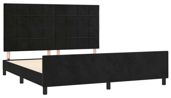 VidaXL fekete bársony ágykeret fejtámlával 180 x 200 cm