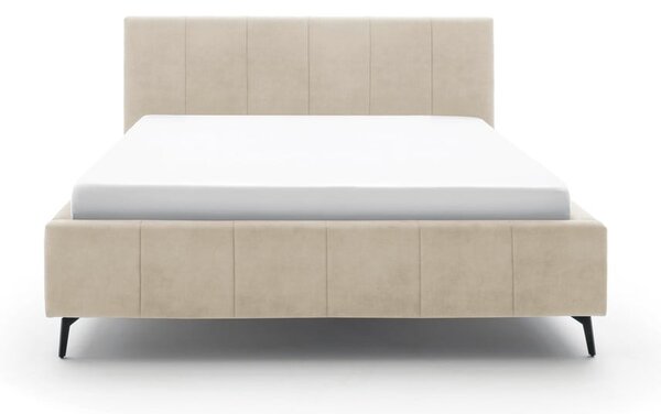 Bézs kárpitozott ágyneműtartós franciaágy ágyráccsal 180x200 cm Lizzano – Meise Möbel