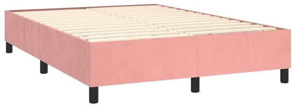 VidaXL rózsaszín bársony rugós és LED-es ágy matraccal 140x190 cm