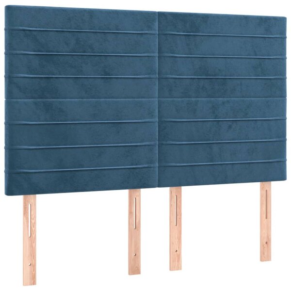 VidaXL sötétkék bársony rugós ágy matraccal 140x190 cm