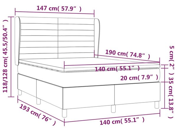 VidaXL sötétkék bársony rugós ágy matraccal 140x190 cm