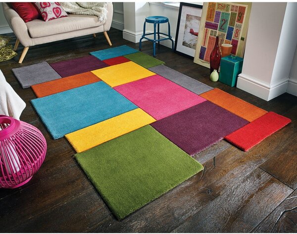 Collage színes gyapjú szőnyeg, 120 x 180 cm - Flair Rugs